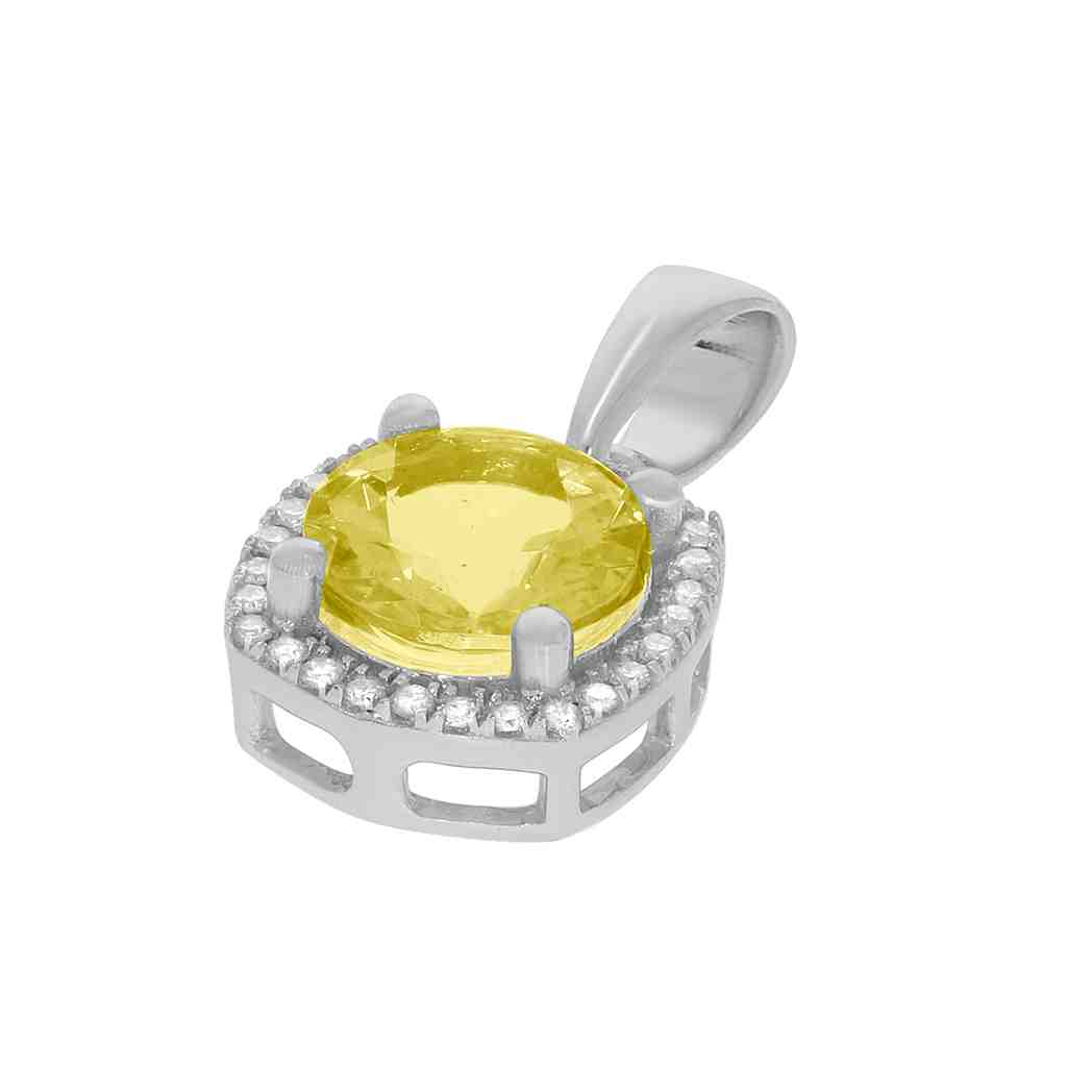 Yellow Topaz and Diamond Halo Stud Pendant PD31345A YELLOW TOPAZ
